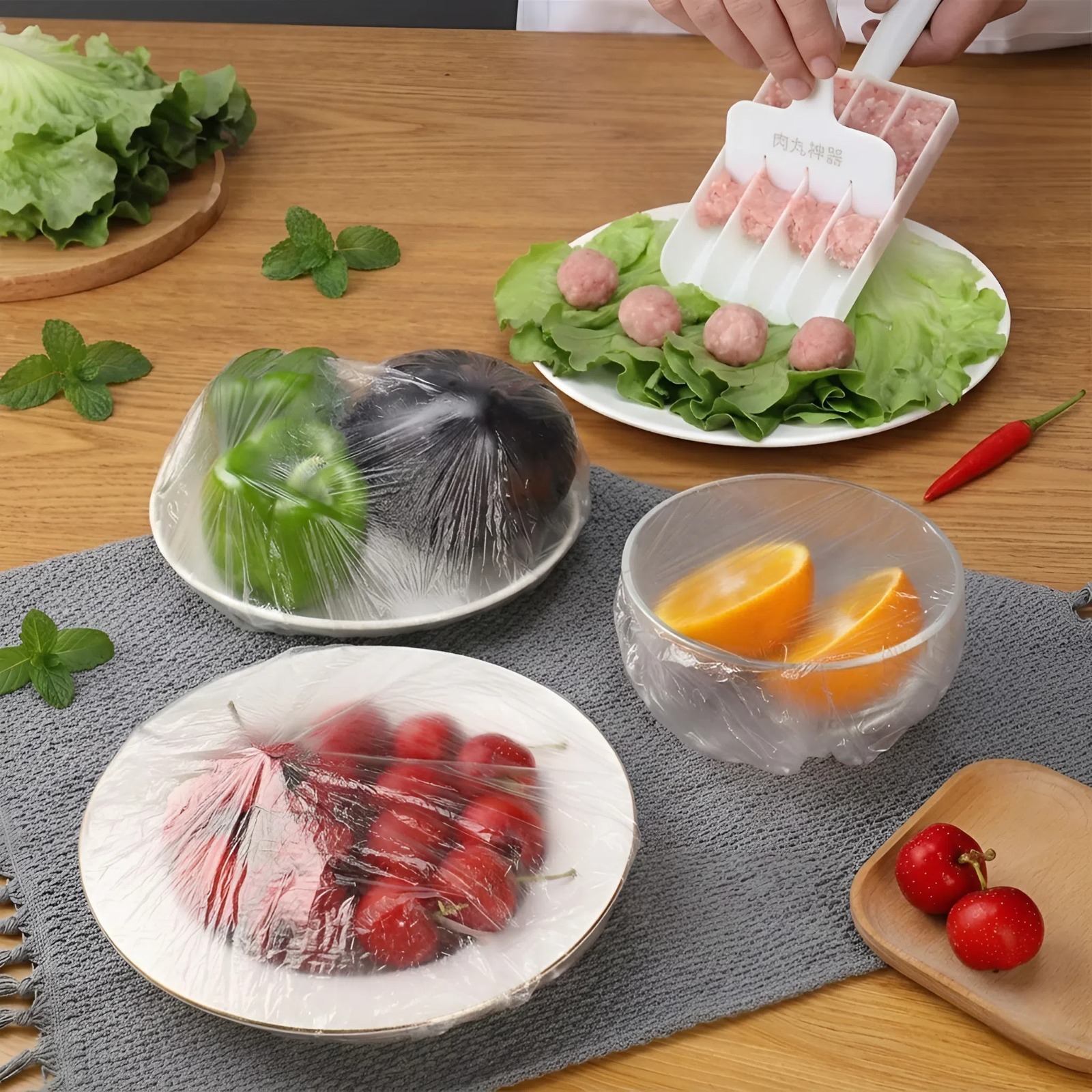 Meatball Maker And Elastic Food Cover Combo